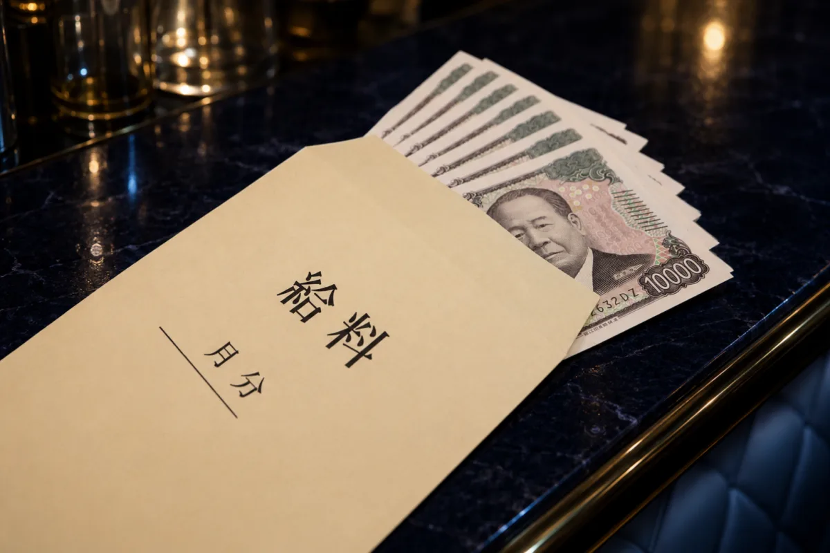 給与袋と現金のイメージ